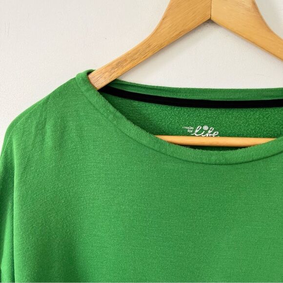 Made‎ For Life Lime Green Crewneck Kangaroo Pocket Long Sleeve T-Shirt - Picture 4 of 6